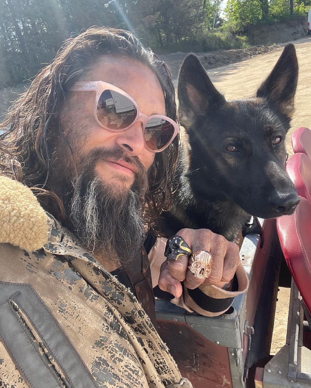 Jason Momoa and his dog Rama