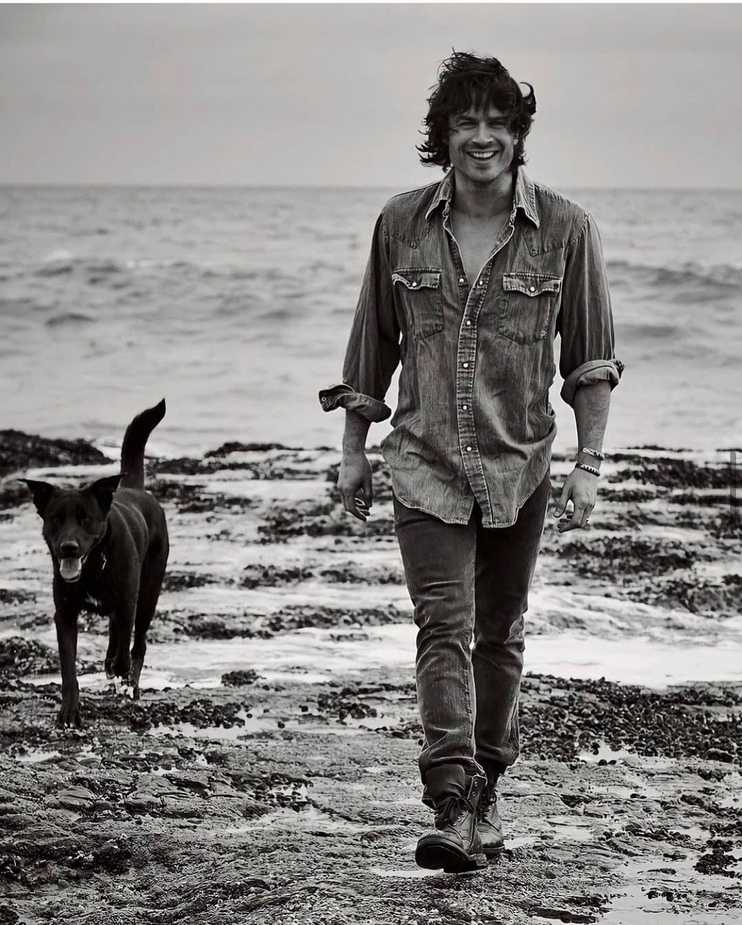 Ian Somerhalder with his dog