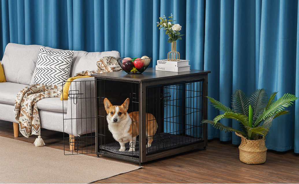 A White Wooden Dog Crate